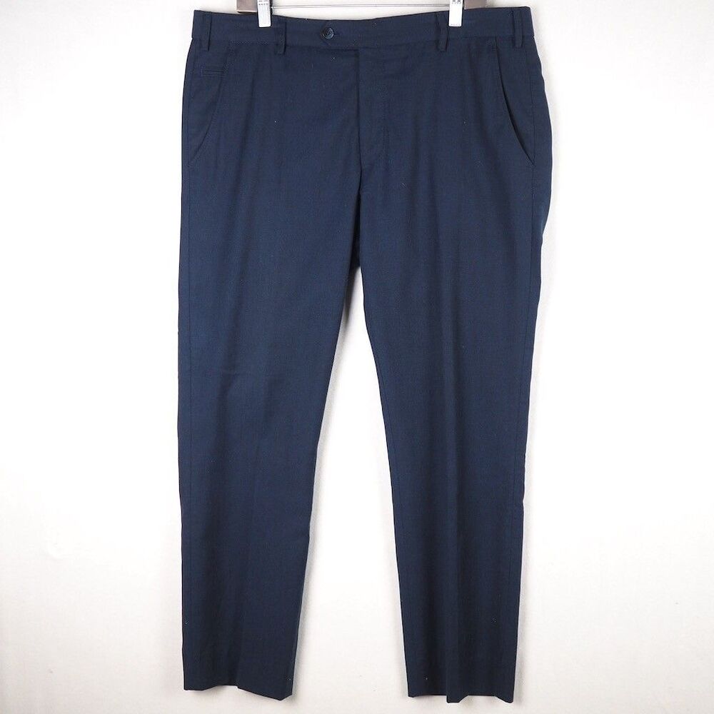 MEYER Hosen Bonn Wool Linen Cotton Summer Trousers Mens EU 54 US 38 Navy Pants - Picture 2 of 13